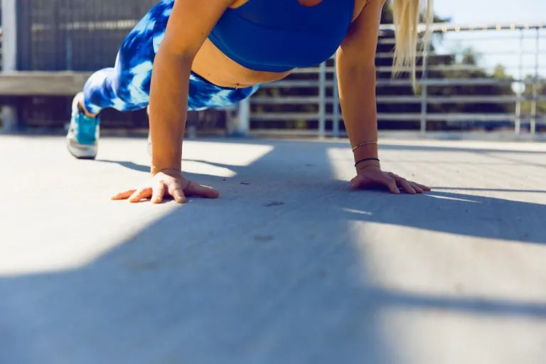 Curvy woman exercising